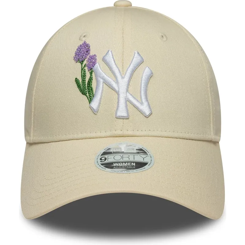 justerbar-beige-bojd-keps-for-kvinnor-9forty-beaded-new-york-yankees-mlb-fran-new-era