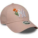 new-era-new-york-yankees-mlb-9forty-beaded-verstellbare-rosa-damenkappe-mit-gebogenem-schirm
