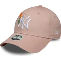 new-era-new-york-yankees-mlb-9forty-beaded-verstellbare-rosa-damenkappe-mit-gebogenem-schirm