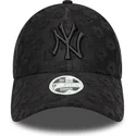 new-era-new-york-yankees-mlb-9forty-floral-towelling-verstellbare-damen-kappe-mit-gebogenem-schirm-in-schwarz