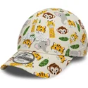 beige-gebogene-verstellbare-kappe-fur-kinder-9forty-all-over-print-safari-von-new-era
