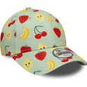 grune-gebogene-verstellbare-kappe-fur-kinder-9forty-all-over-print-fruit-von-new-era