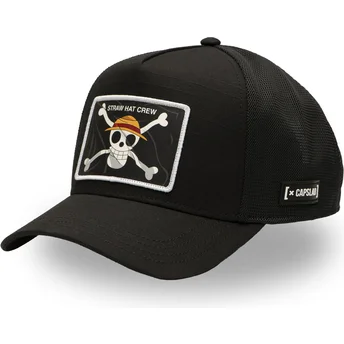 Capslab Straw Hat Pirates OP5 FLA One Piece Black Trucker Hat