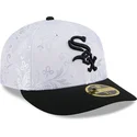 weisse-und-schwarze-59fifty-day-low-profile-fitted-cap-der-chicago-white-sox-mlb-von-new-era