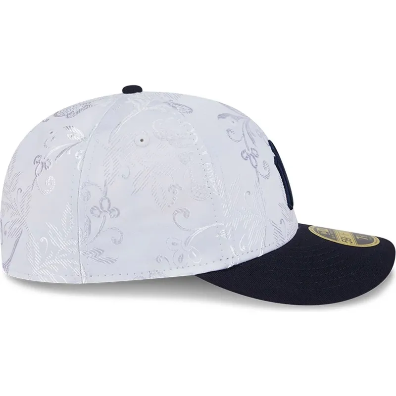 marineblaue-und-weisse-flache-fitted-kappe-59fifty-day-low-profile-der-new-york-yankees-mlb-von-new-era