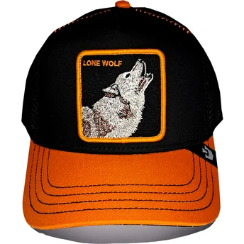 Gorra trucker negra y naranja lobo Solo Wolf Fab Farm de...