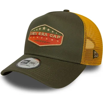Grüne und gelbe A Frame Cotton Patch Trucker Cap von New Era