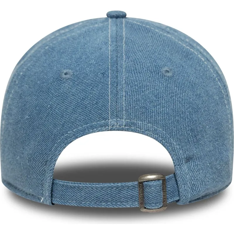 blaue-gebogene-verstellbare-9twenty-denim-kappe-der-new-york-yankees-mlb-von-new-era