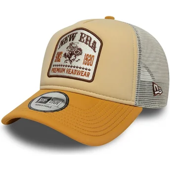 New Era A Frame Graphic Patch Beige Trucker Hat