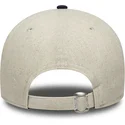 9forty-new-era-verstellbare-beige-und-marineblaue-leinen-cap-mit-gebogenem-schirm