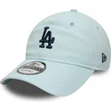 blaue-verstellbare-curved-cap-mit-marineblauem-logo-9twenty-linen-der-los-angeles-dodgers-mlb-von-new-era