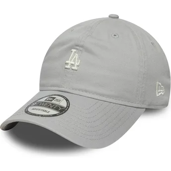 Verstellbare graue Kappe mit gebogenem Schirm 9TWENTY Mini Logo Washed der Los Angeles Dodgers MLB von New Era