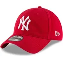 rote-verstellbare-gebogene-kappe-9twenty-core-classic-der-new-york-yankees-mlb-von-new-era