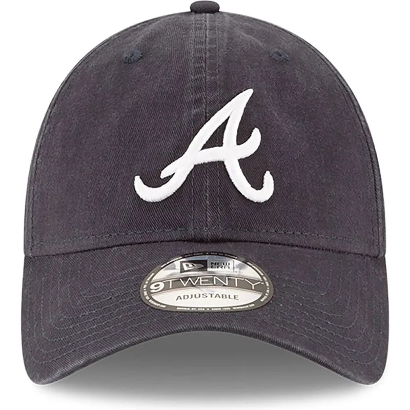 marineblaue-verstellbare-gebogene-kappe-9twenty-core-classic-der-atlanta-braves-mlb-von-new-era