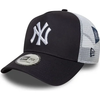 New Era MLB New York Yankees A Frame Multi Patch Trucker Cap in Marineblau und Weiß