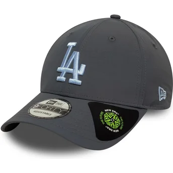 Verstellbare graue Kappe mit gebogenem Schirm und blauem Logo 9FORTY Recycled von Los Angeles Dodgers MLB von New Era