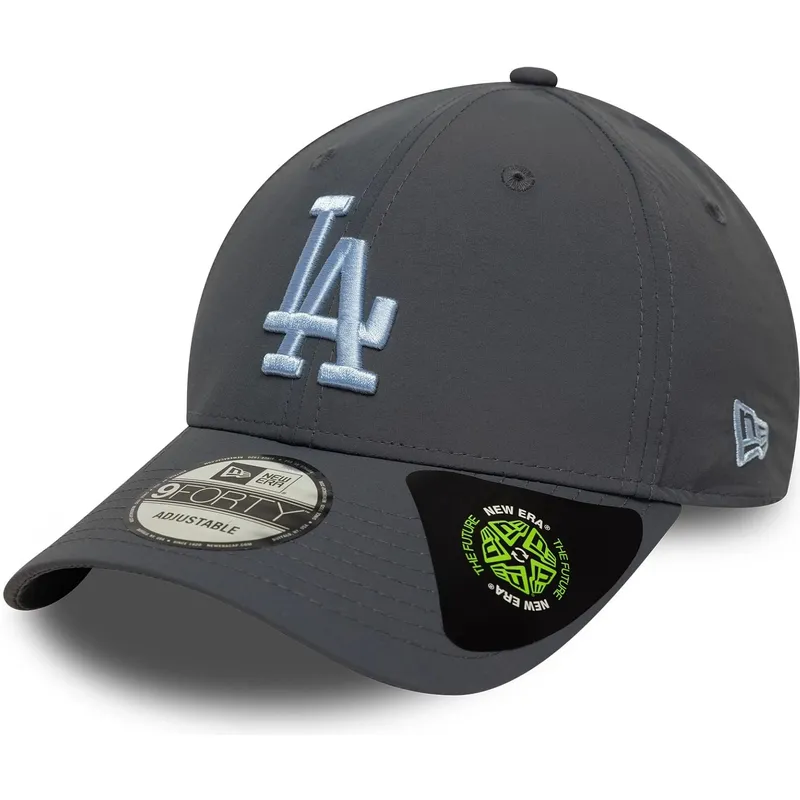 graue-verstellbare-curved-cap-mit-blauem-logo-9forty-recycled-der-los-angeles-dodgers-mlb-von-new-era