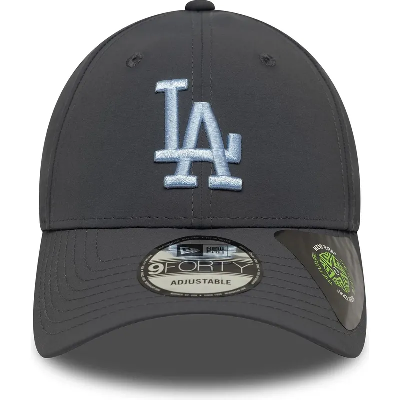 graue-verstellbare-curved-cap-mit-blauem-logo-9forty-recycled-der-los-angeles-dodgers-mlb-von-new-era