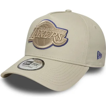 New Era Curved Brim E Frame Tonal Outline Los Angeles Lakers NBA Beige Snapback Cap with Beige Logo
