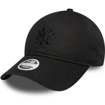New Era MLB New York Yankees 9TWENTY Bow Back Damen verstellbare schwarze Kappe mit gebogenem Schirm und schwarzem Logo