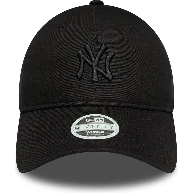 svart-justerbar-bojd-keps-for-kvinnor-med-svart-logotyp-9twenty-bow-back-av-new-york-yankees-mlb-fran-new-era