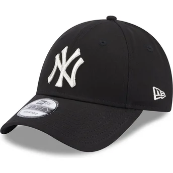 Schwarze gebogene verstellbare Damenkappe 9FORTY Metallic Logo der New York Yankees MLB von New Era