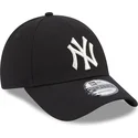 svart-bojd-justerbar-keps-for-dam-9forty-metallic-logo-fran-new-york-yankees-mlb-av-new-era