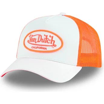 Von Dutch weiße und orangefarbene Trucker-Kappe FLUO04 CT
