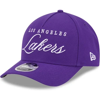 Violette gebogene Snapback-Kappe 9FORTY M-Crown Draft 2025 der Los Angeles Lakers NBA von New Era