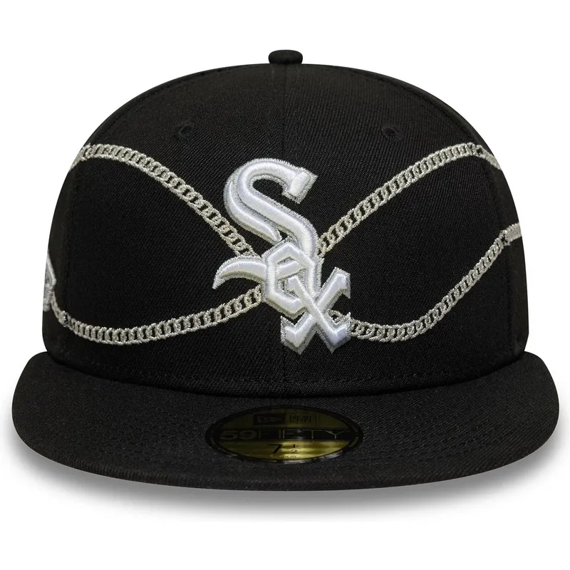 schwarze-enganliegende-59fifty-flatcap-chain-wrap-der-chicago-white-sox-mlb-von-new-era