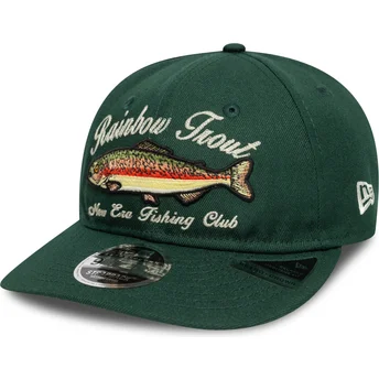 New Era Curved Brim 9FIFTY Retro Crown Outdoor Fishing Club Green Adjustable Cap