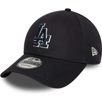 Verstellbare dunkelblaue 9FORTY Team Outline Kappe mit gebogenem Schirm und blauem Logo der Los Angeles Dodgers MLB von New Era