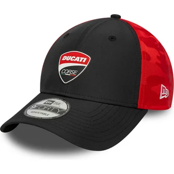 Verstellbare schwarze und rote 9FORTY Kappe mit gebogenem Schirm und Ducati Motor MotoGP Logo von New Era