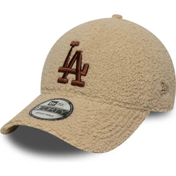Verstellbare beige Kappe mit gebogenem Schirm und braunem Logo 9FORTY Borg der Los Angeles Dodgers MLB von New Era