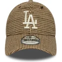 verstellbare-braune-kappe-mit-gebogenem-schirm-9twenty-hahnentritt-los-angeles-dodgers-mlb-von-new-era