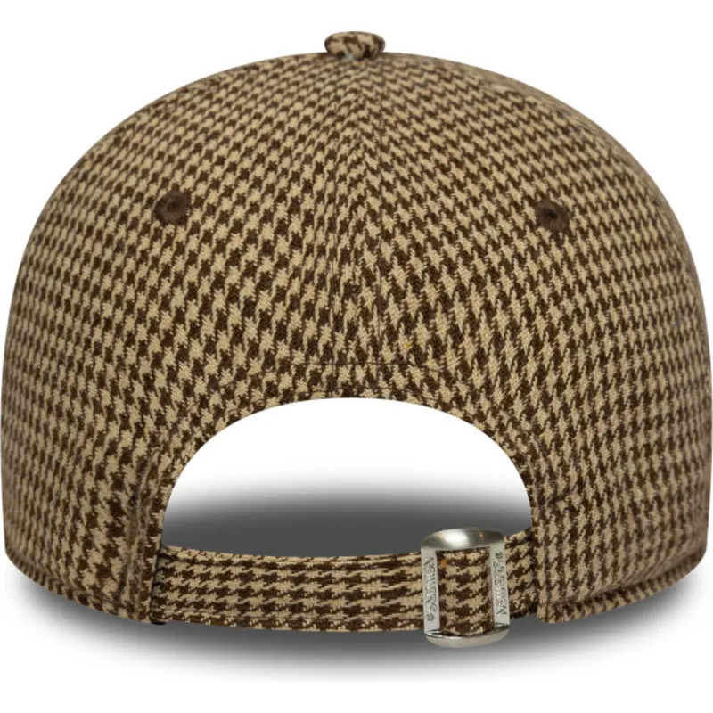 verstellbare-braune-9twenty-houndstooth-kappe-der-los-angeles-dodgers-mlb-von-new-era