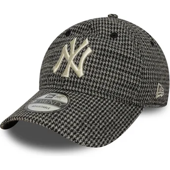 Schwarze verstellbare 9TWENTY Houndstooth Kappe der New York Yankees MLB von New Era