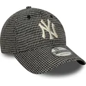 schwarze-verstellbare-9twenty-houndstooth-kappe-der-new-york-yankees-mlb-von-new-era