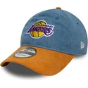 verstellbare-blaue-und-braune-9twenty-denim-midi-kappe-der-los-angeles-lakers-nba-von-new-era