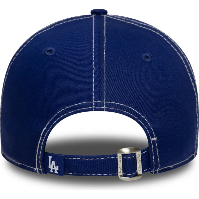 blaue-gebogene-verstellbare-kappe-9twenty-contrast-stitch-der-los-angeles-dodgers-mlb-von-new-era