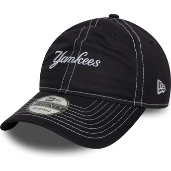 New Era New York Yankees MLB 9TWENTY Contrast Stitch verstellbare marineblaue Kappe mit gebogenem Schirm