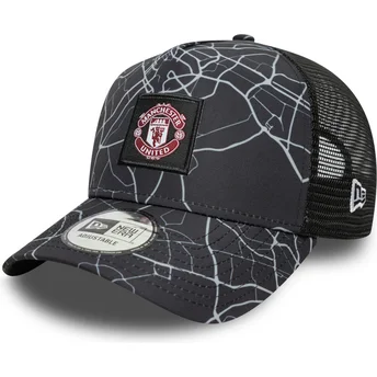 Čepice zaoblená žádné zvíře černá snapback A Frame All Over Print Manchester United Football Club Premier League New Era