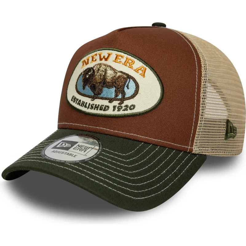 cap-zaoblena-multicolor-snapback-marron-a-frame-animal-patch-bufalo-new-era