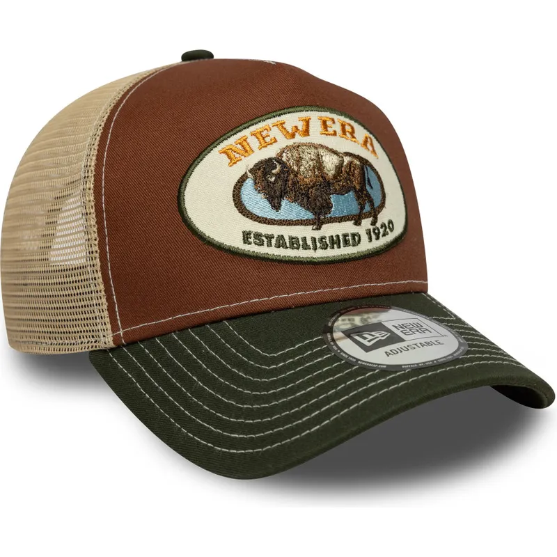cap-zaoblena-multicolor-snapback-marron-a-frame-animal-patch-bufalo-new-era
