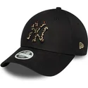 new-era-mlb-new-york-yankees-9forty-damen-verstellbare-schwarze-kappe-mit-gebogenem-schirm-und-leopardenmuster