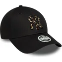 new-era-mlb-new-york-yankees-9forty-damen-verstellbare-schwarze-kappe-mit-gebogenem-schirm-und-leopardenmuster