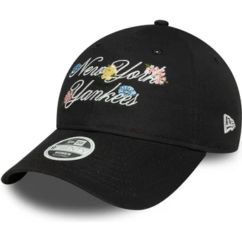 Čepice zaoblená černá nastavitelný 9FORTY Floral Script New York Yankees MLB New Era