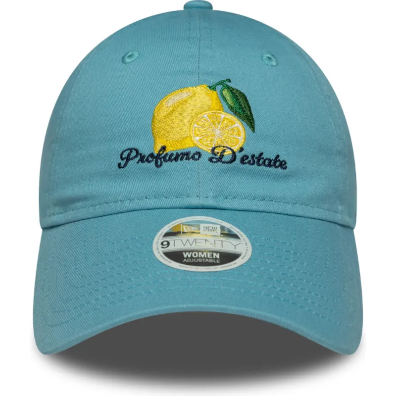 blaue-verstellbare-curved-cap-fur-damen-9twenty-phrase-profumo-d-estate-von-new-era