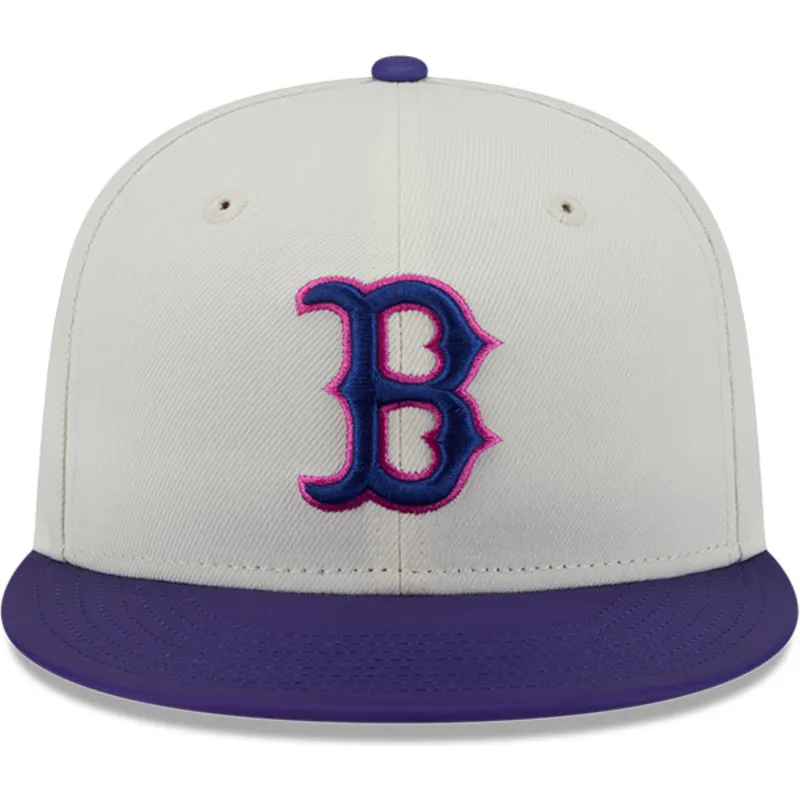 gorra-plana-beige-y-violeta-ajustada-59fifty-clr-dvlp-de-boston-red-sox-mlb-de-new-era