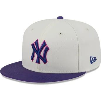 Beige und violette anliegende Flat Cap 59FIFTY CLR DVLP der New York Yankees MLB von New Era